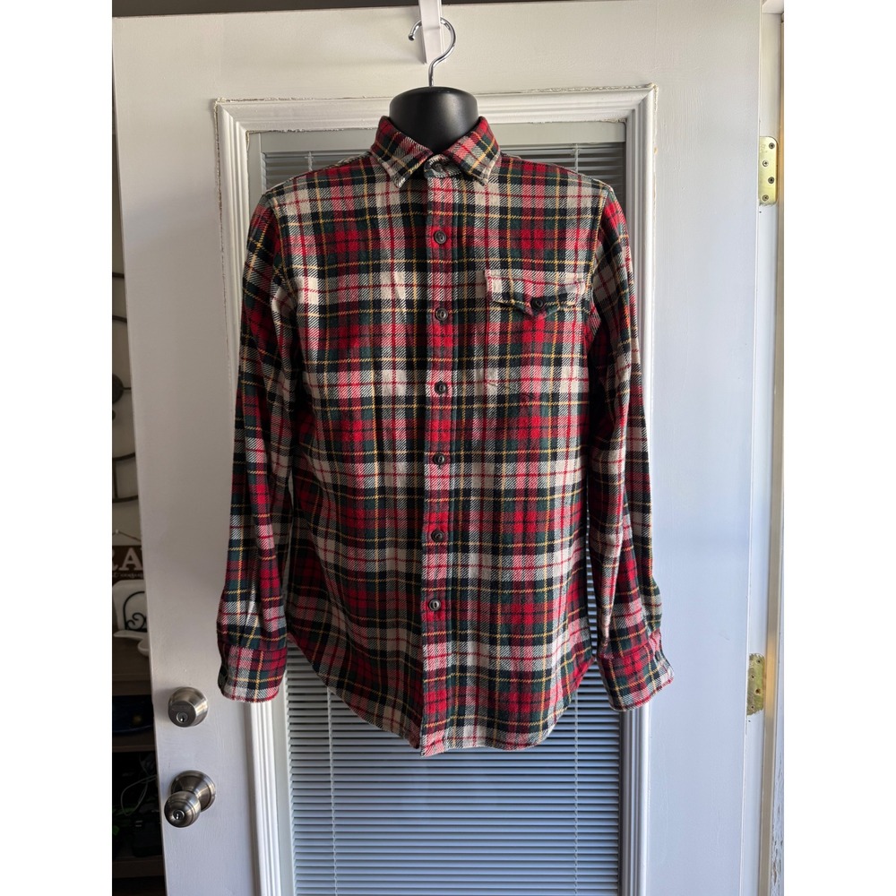 Polo Ralph Lauren Flannel Shirt Mens Small Red Plaid Heavy Button Down